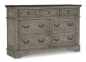 Wooden Dresser with 7 Smooth-Gliding Drawers and Mirror - Panuara